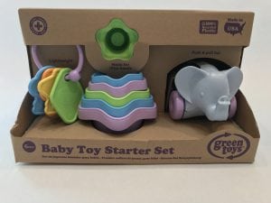 Green Toys Baby Toy Starter Set (First Keys, Stacking Cups, Elephant)