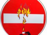 Fiamme, 2016 24X14 in (spray paint on original street sign) Edition 1/8