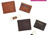 Leather Wallet Card Holder and Key Ring Gift Set